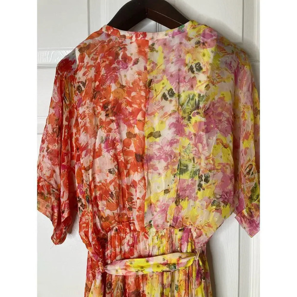 Rococo Sand Nesh Maxi dress orange yellow floral metallic sz XS - Picture 15 of 16